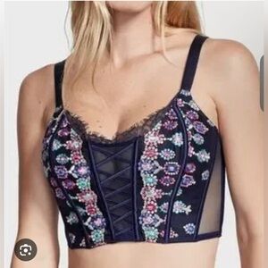 Victoria's Secret Blue Floral Bra with Adjustable Straps